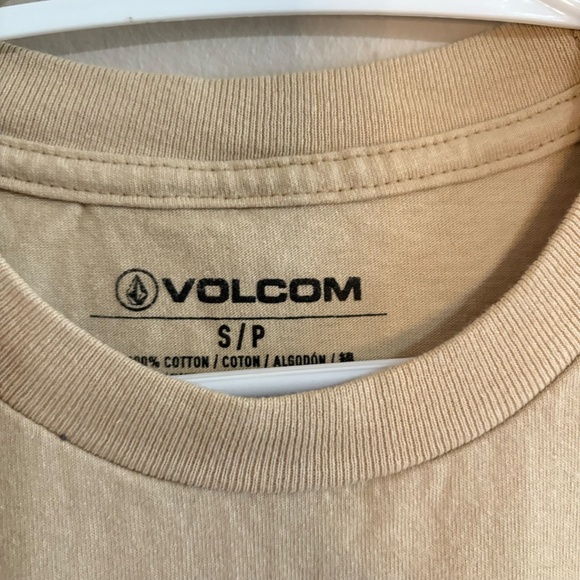Volcom Stone Beige Cotton Short Sleeve T-Shirt w Logo - Picture 7 of 13